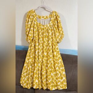 Polagram Yellow Floral Mini Dress